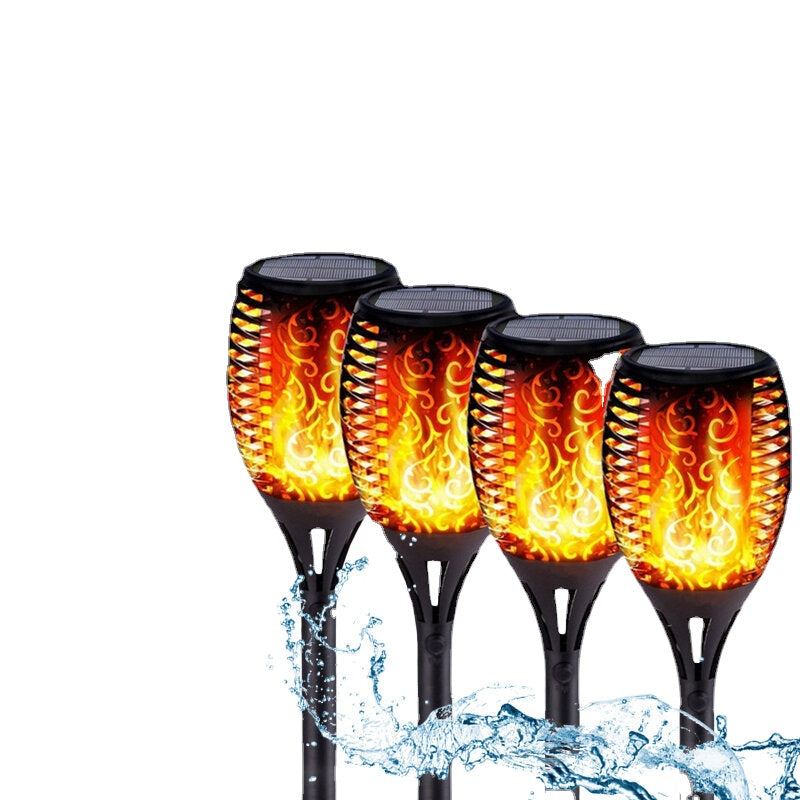 4Pcs  51CM 12LED Solar Flame Lawn Light Warm White Waterproof Outdoor Garden Fire Torch Lamp