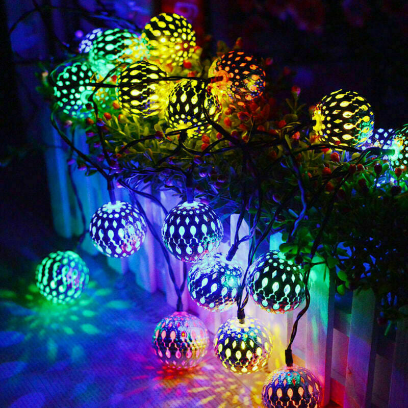 5M/6.5M/7M LED Solar Garden String Light Outdoor Moroccan Hanging Lantern Fairy Lamp