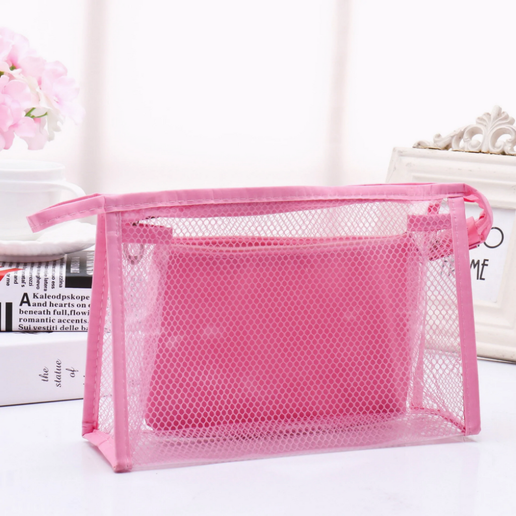 Waterproof PVC Cosmetic Bags Two-piece Suit Net Travel Makeup Transparent Bag