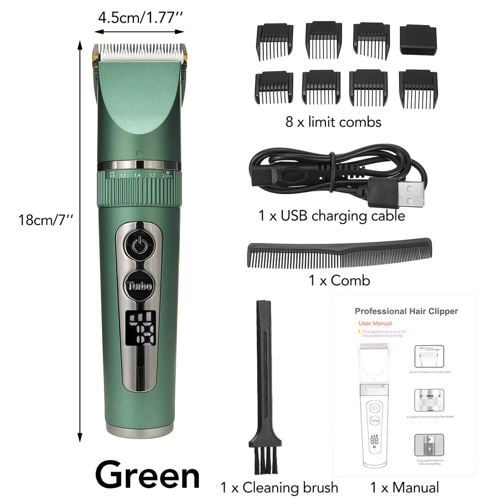 Electric Hair Clipper Set LCD Digital Display Electric Shaver Powerful Mute 3-gear Electric Hair Clipper