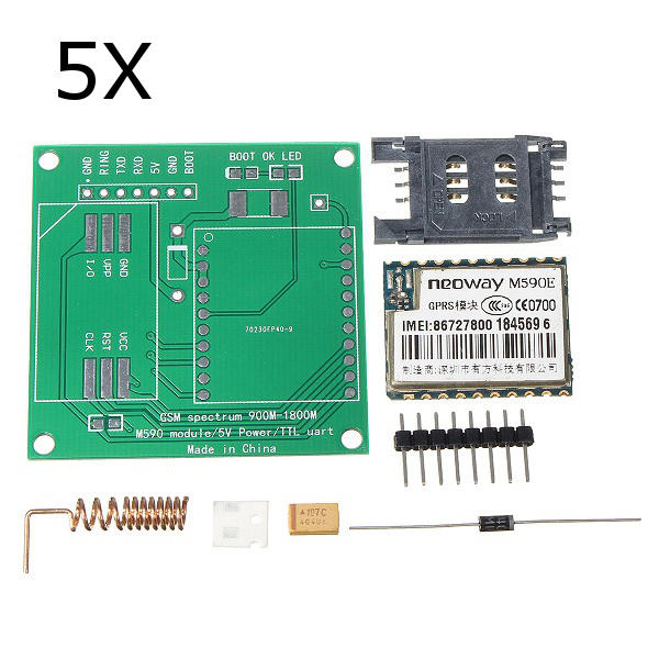 5Pcs DIY M590E GSM GPRS Communication Module Kit Dual Band 900/1800MHZ 85.6 Kbit/s For