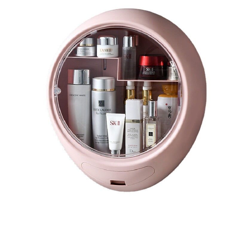 Creative Wall Mounted Cosmetic Storage Box Dust Proof Bathroom Toilet Wall Mounted Free Punch Skin Care Product Rack