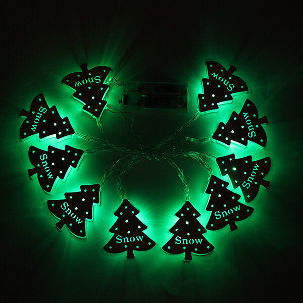 Battery Powered 10LEDs Snowflake Metal Warm White Pure White Green String Light for Christmas