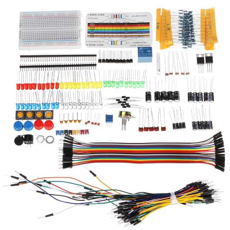 Electronic Components Base Starter Kits With Breadboard Resistor Capacitor LED Jumper Cable With Plastic Box Package For Arduino