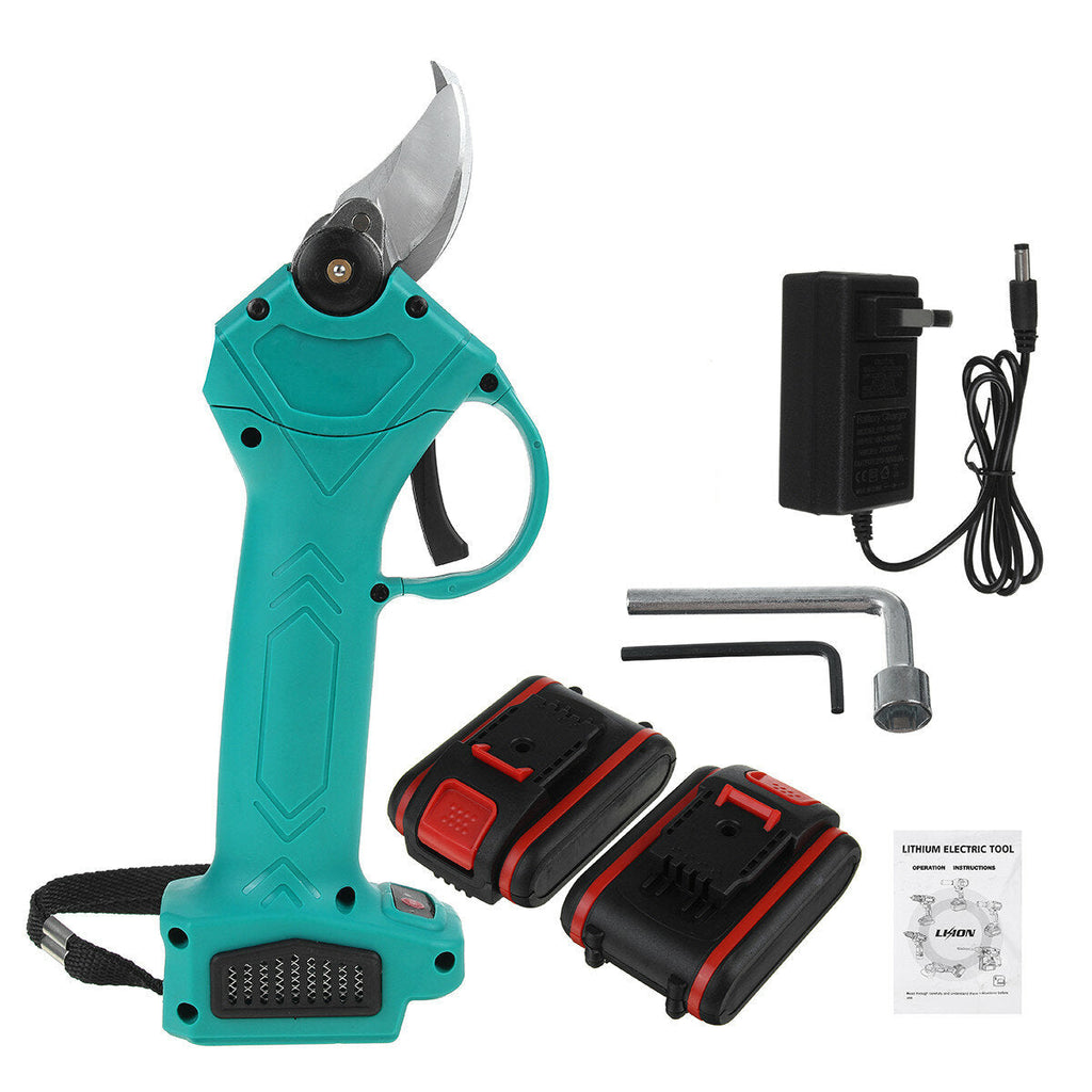 Electric Cordless Rechargeable Pruning Garden Shears Secateur Cutter With Two Batteries