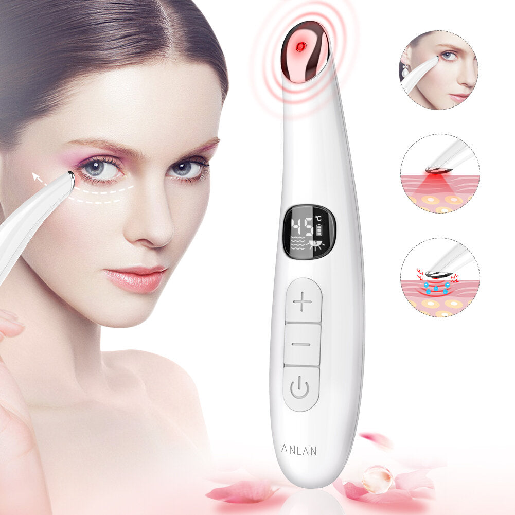 Hot Compress Eye Beauty Device Anti Wrinkle Eliminate Eye Bags Eye Massage Anti Aging Eye Care LED Display Screen USB Rechargeable