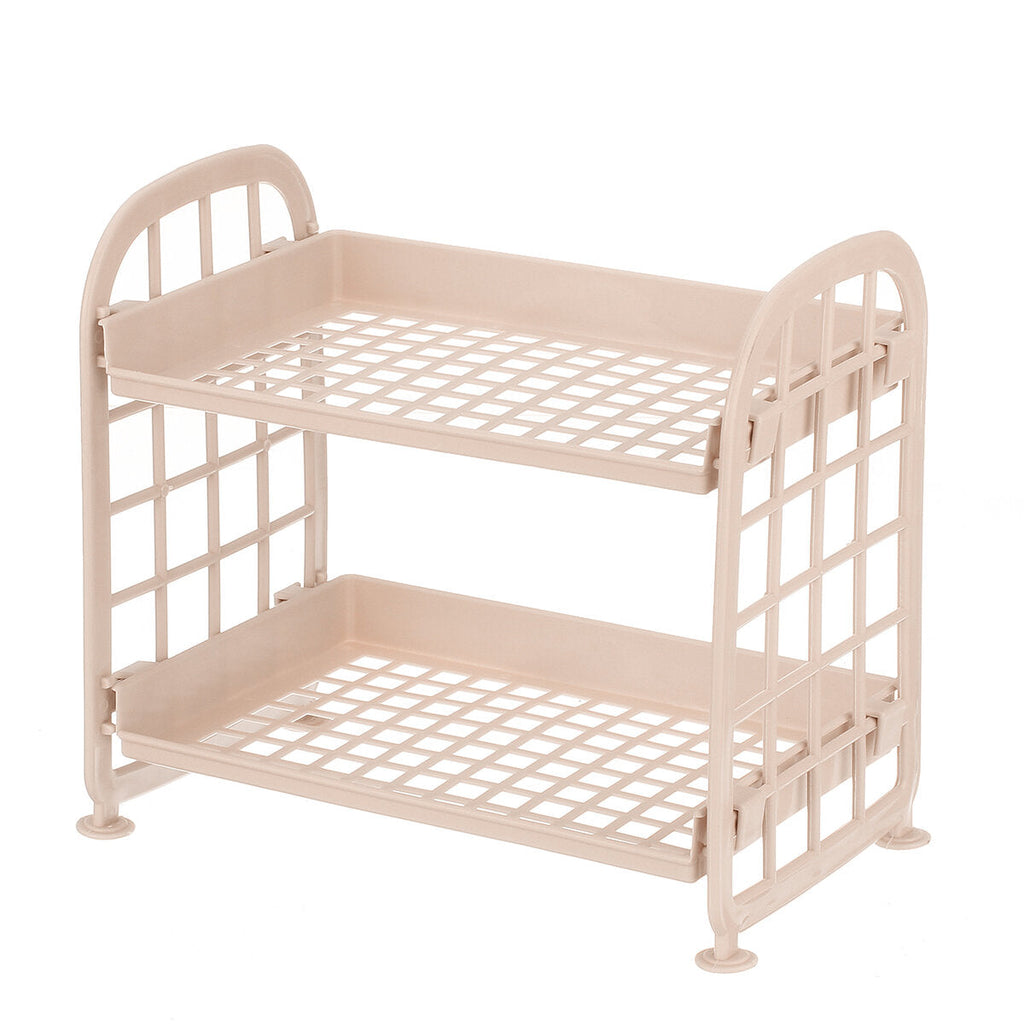 Double-layer Hollow Rack Multi-functional Plastic Shelf Desktop Organizer Bathroom Kitchen Storage Rack Holder Shelf