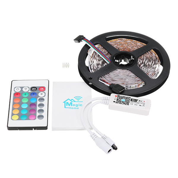 5M 60W SMD5050 Non-waterproof RGB LED Strip Light + WiFi Controller Works With Alexa DC12V