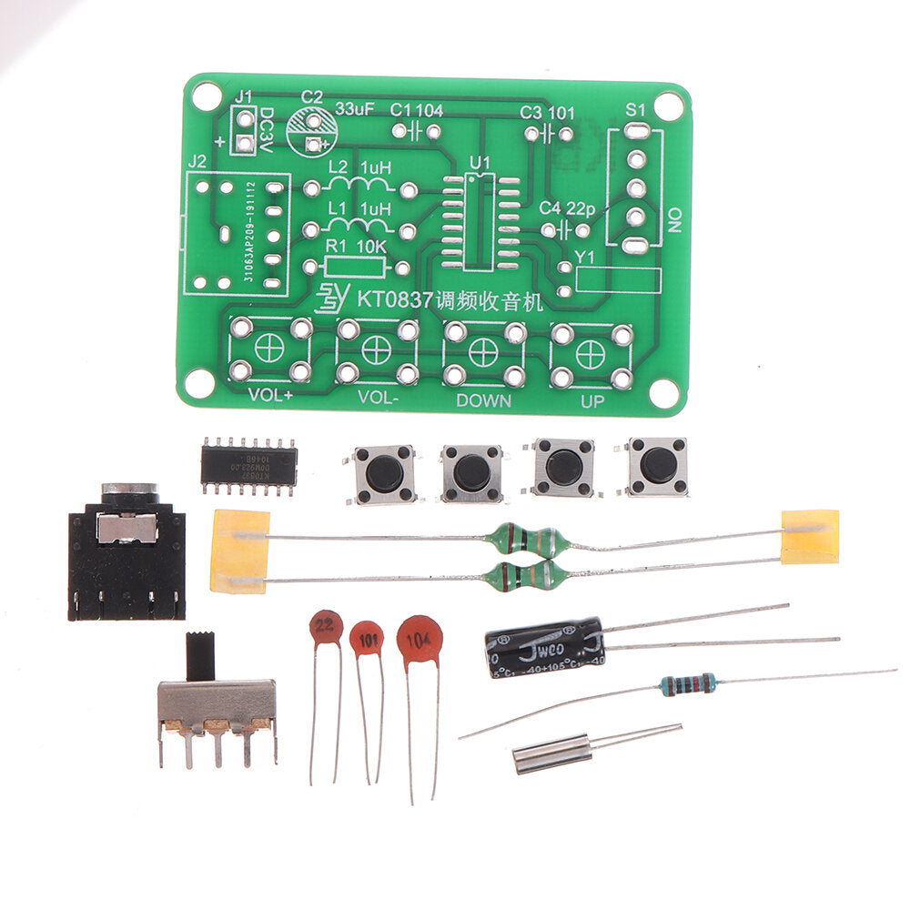 5Pcs SSY Components + PCB Board + 2 Battery Boxes KT0837 FM Radio Kit Electronic DIY Production Kit Training Welding Parts