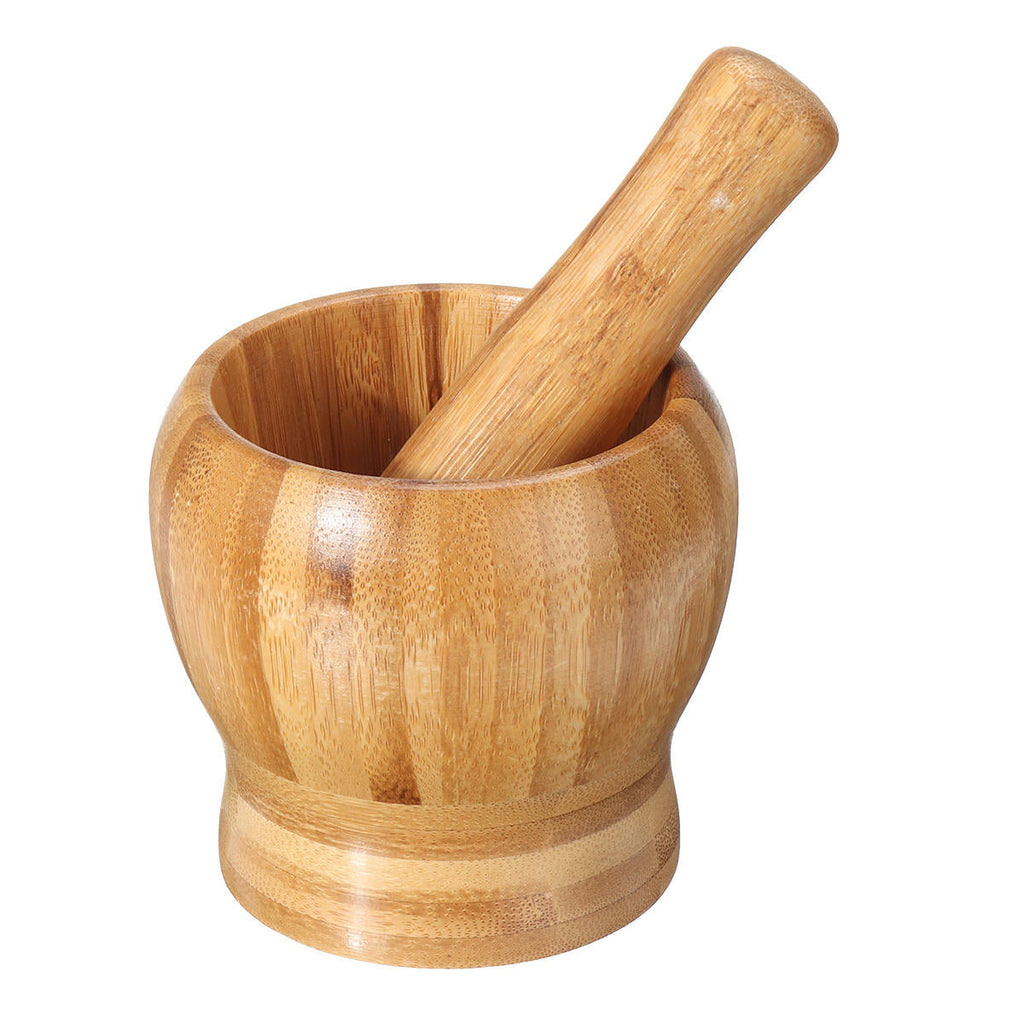 Bamboo Mortar and Pestle Garlic Presser Masher Hand Grinder Crusher for Home Spice Pepper Grinder Masher Mortar Kitchen Supplies