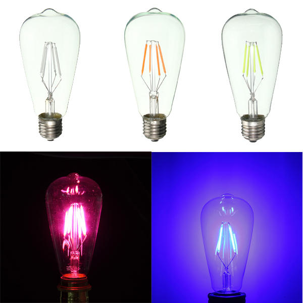 Retro LED 4W Squirrel Cage Colorful Filament Glass Light Lamp Bulb AC 220V