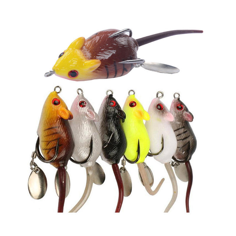 5cm 10.5g 3D Eyes Soft Mouse Bait Bells Sound Fishing Lure Frog Silicon Artificial Bait