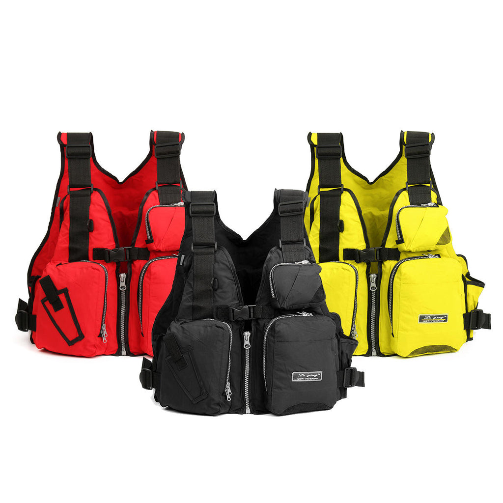 Universal 53x39x20cm Nylon Adult Adjustable Life Jacket Mulltifunctional Fishing Vest Jacket Tackle