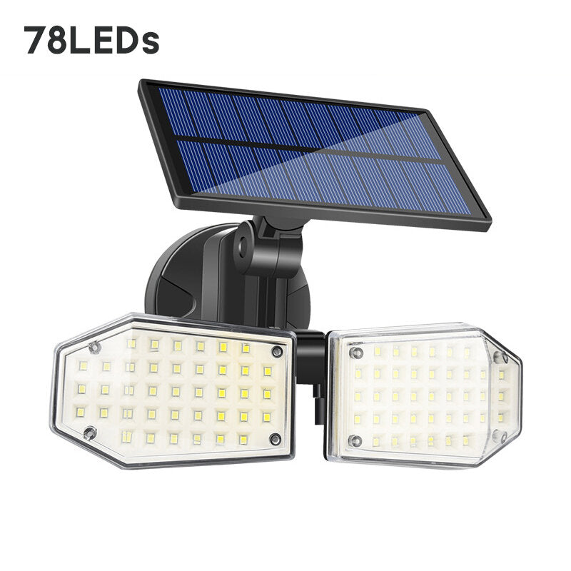 56/78LED Solar Powered PIR Motion Sensor Light Angle Adjustable Outdoor Garden Wall Light