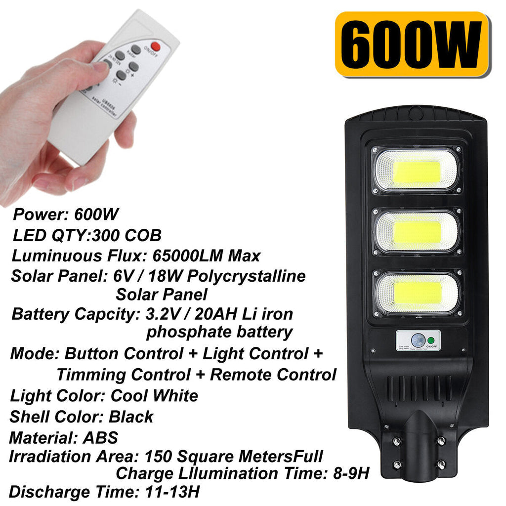 100/200/300COB Remote Solar Wall Street Light PIR Motion Outdoor Garden Light