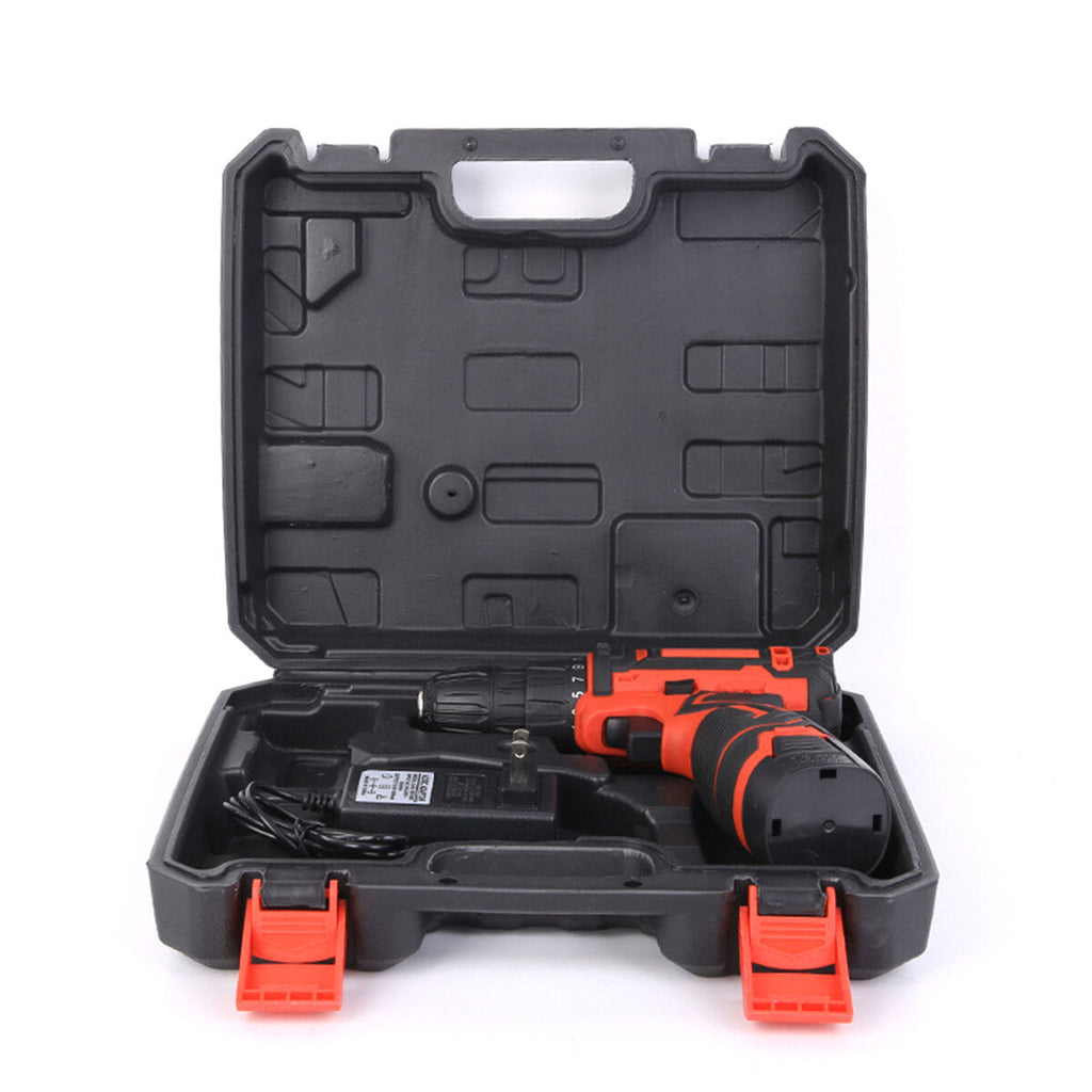 12V Electric Drill Cordless Wireless Rechargeable Electric Screwdriver Drill Set LED W/ 1/2 Batteries Wood Metal Plastic Drilling Tool