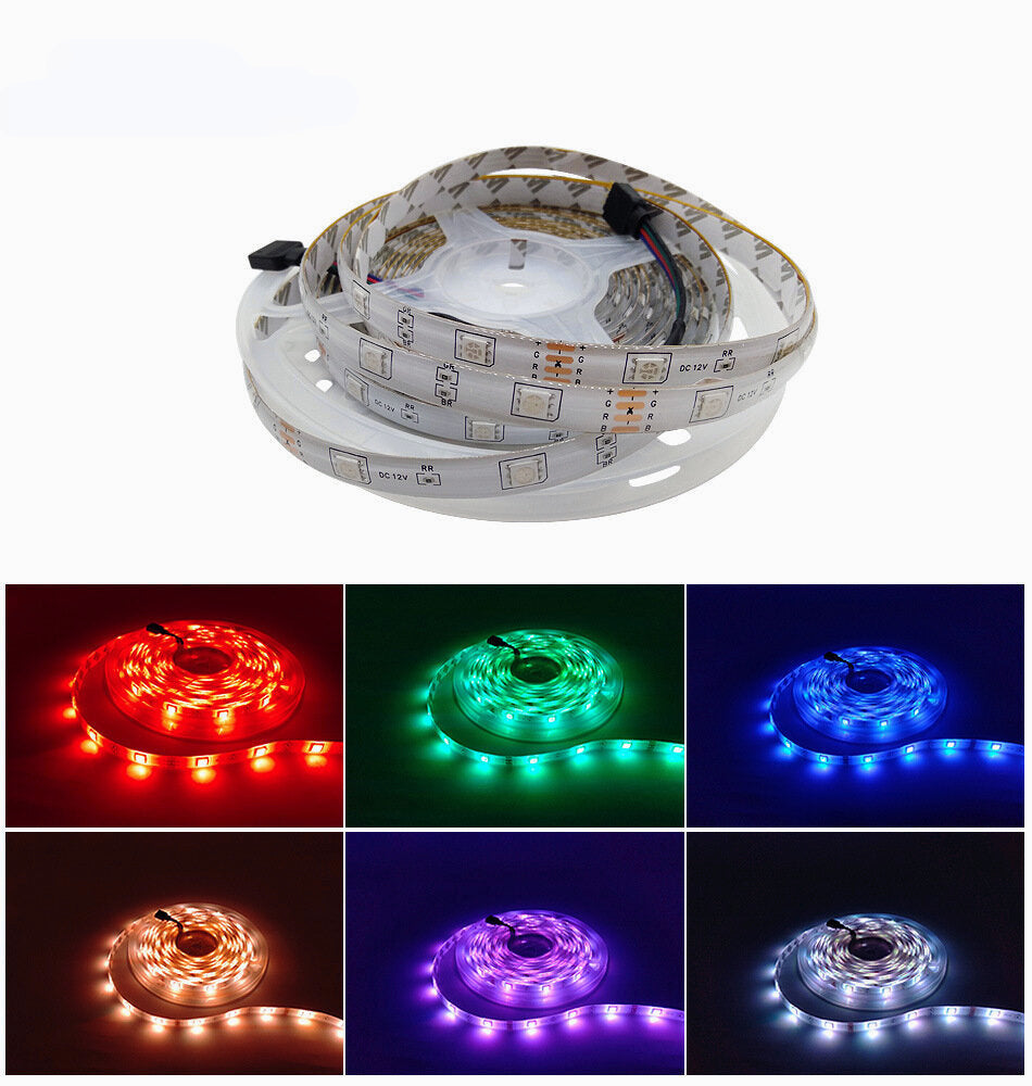 5M RGB 5050 SMD LED Light Strip Kit IP65 Waterproof Indoor and Outdoor Light Bar with Infrared Remote Control