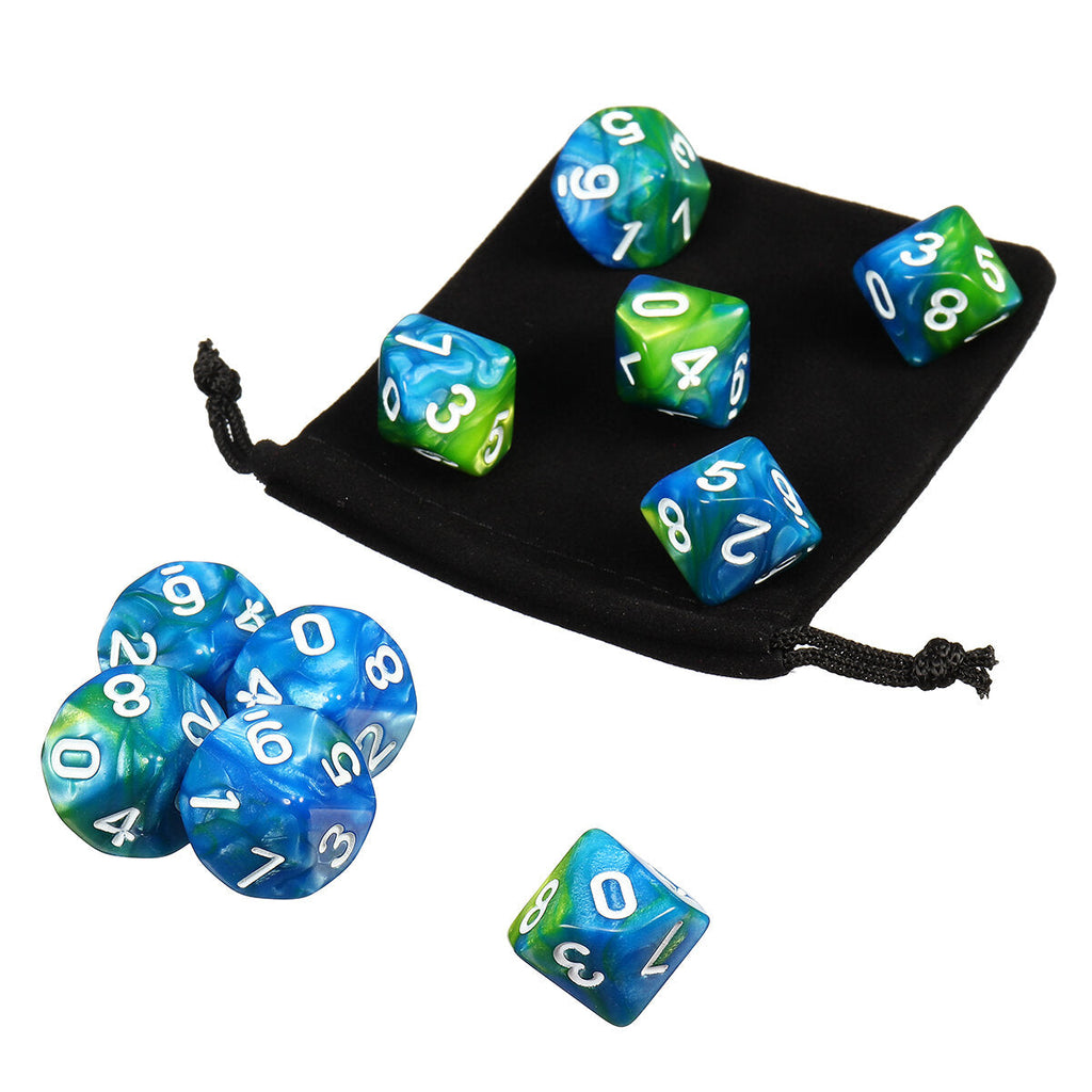 10pcs 10 Sided Dice D10 Polyhedral Dice RPG Role Playing Game Dices w/ bag