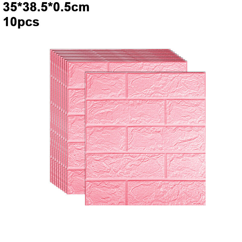 10/20PCS Multi-color Wallpaper Self Adhesive Wall Sticky Foam Brick 3D Texture Wallpaper