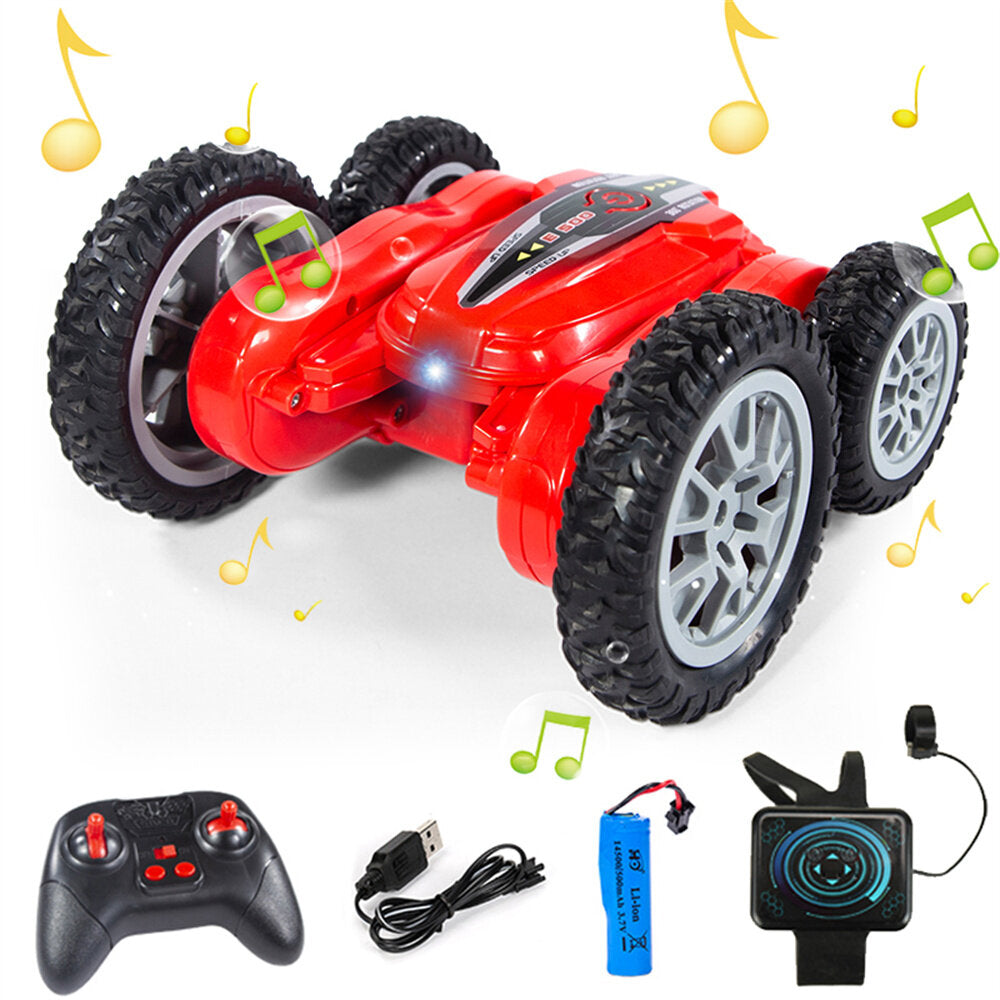 RC Stunt Car Watch Gravity Sensor Dual Remote Control LED Music 360 Rotating Kid Children Toys