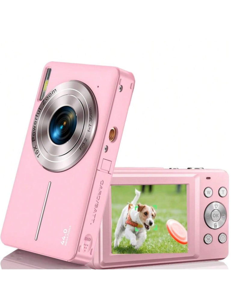 FHD 1080P Digital Camera, 44MP Point And Shoot, 16X Zoom, Anti-Shake, Vlogging