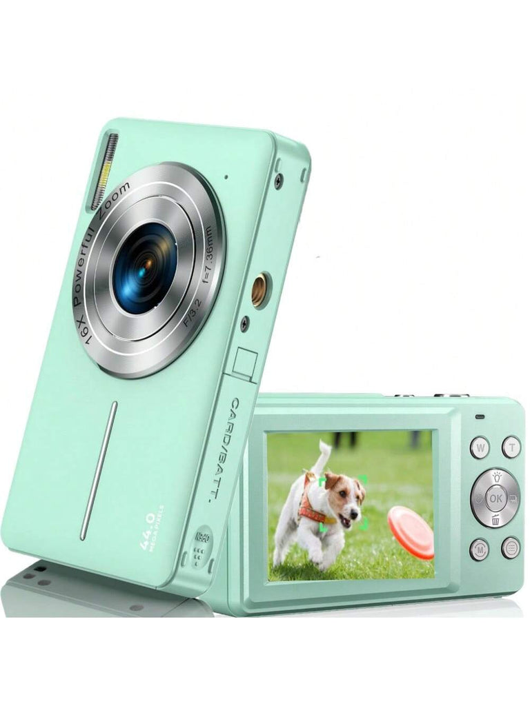 FHD 1080P Digital Camera, 44MP Point And Shoot, 16X Zoom, Anti-Shake, Vlogging