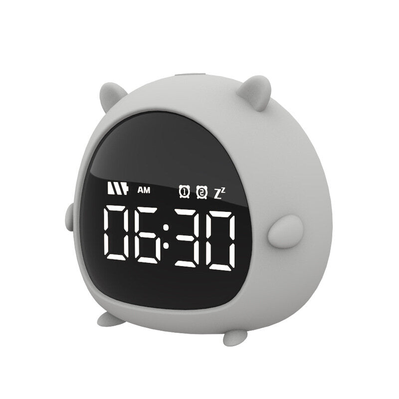 Little Elf Alarm Clock Digital LED Table Alarm Clock Snooze Countdown Rechargeable Cartoon Clock