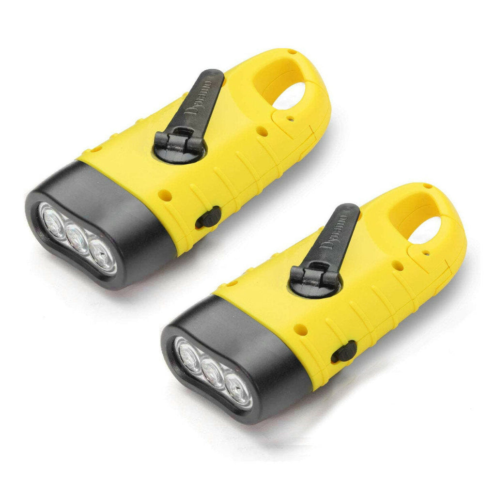 2Pcs Solar & Hand Crank Emergency Flashlight | Rechargeable Outdoor Camping Torch