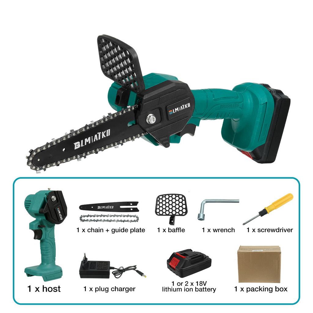 6" 3000W 88VF Cordless Electric Chainsaw Handheld Saw Wood Cutter +2 Battery