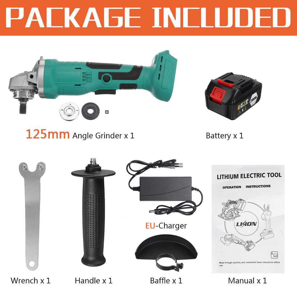 298VF 100mm/125mm Brushless Cordless Angle Grinder Portable Cutting Grinding Polishing Machine