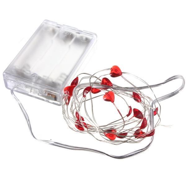 2M 20 LED Battery Powered Heart String Fairy Light For Christmas Party Weddinng Decor