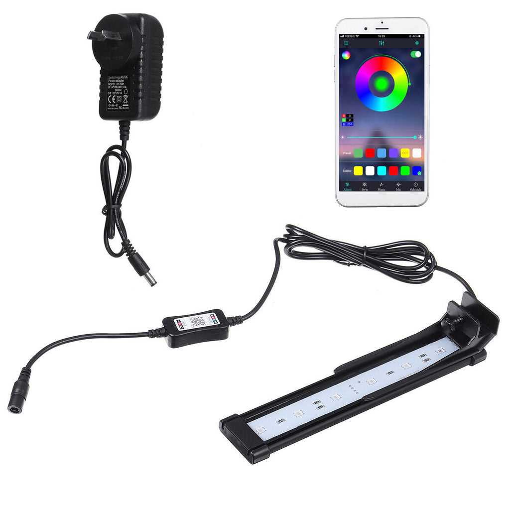 22CM Bluetooth APP Controlled Aquarium Cover Lighting Color Change Dimmable LED Light Bar Suitable for Aquarium/Fish Tank