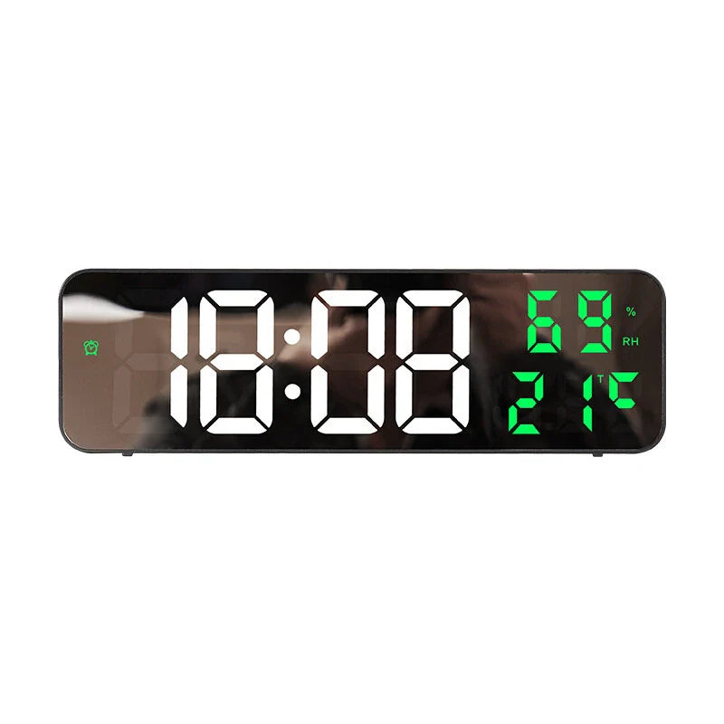 Digital Wall Clock with LED Display, Auto Brightness, Temperature & Humidity Monitor, 12/24H - Ideal for Home, Office, Classroom