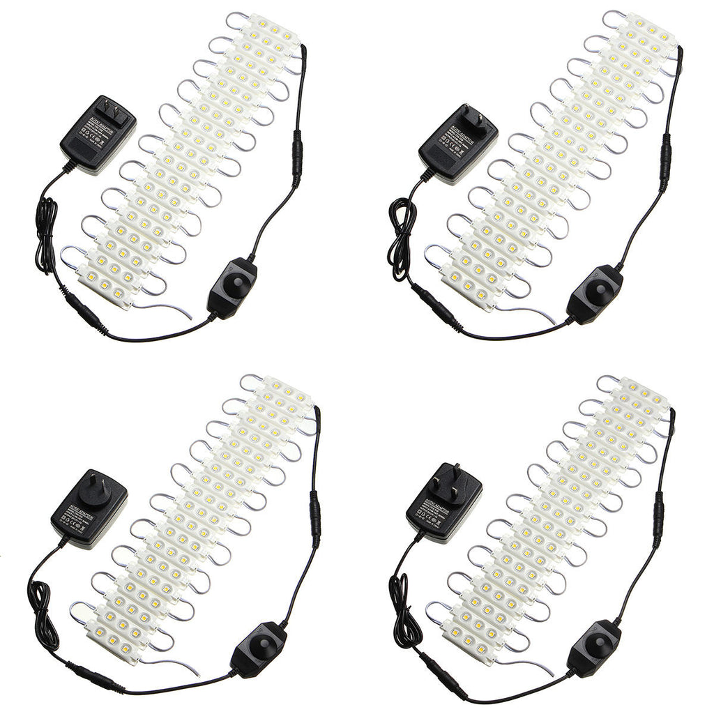 3M SMD5050 Waterproof Warm White LED Module Strip Light Kit Mirror Signage Lamp + Adapter DC12V