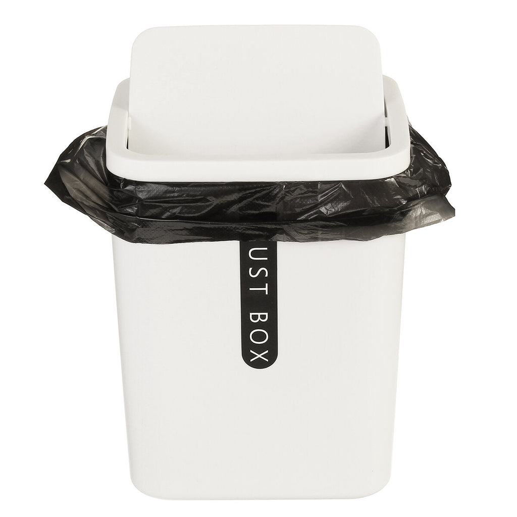 Desktop Trash Can Mini Office Plastic Swing Cover Storage Bin Waste Bins for Room Tea Table Kitchen Bedroom