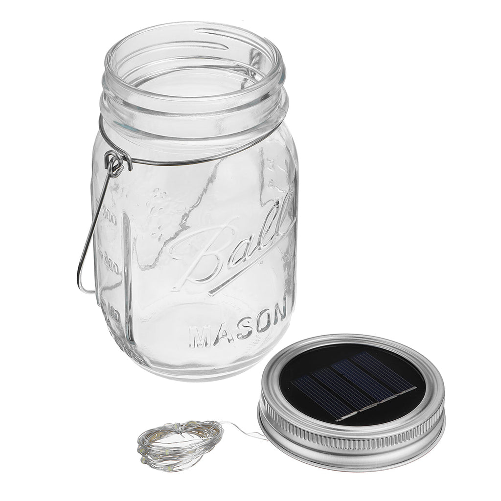 Solar Powered Mason Jar Lid 20LEDs Fairy String Light Hanging Party Garden Home Decor