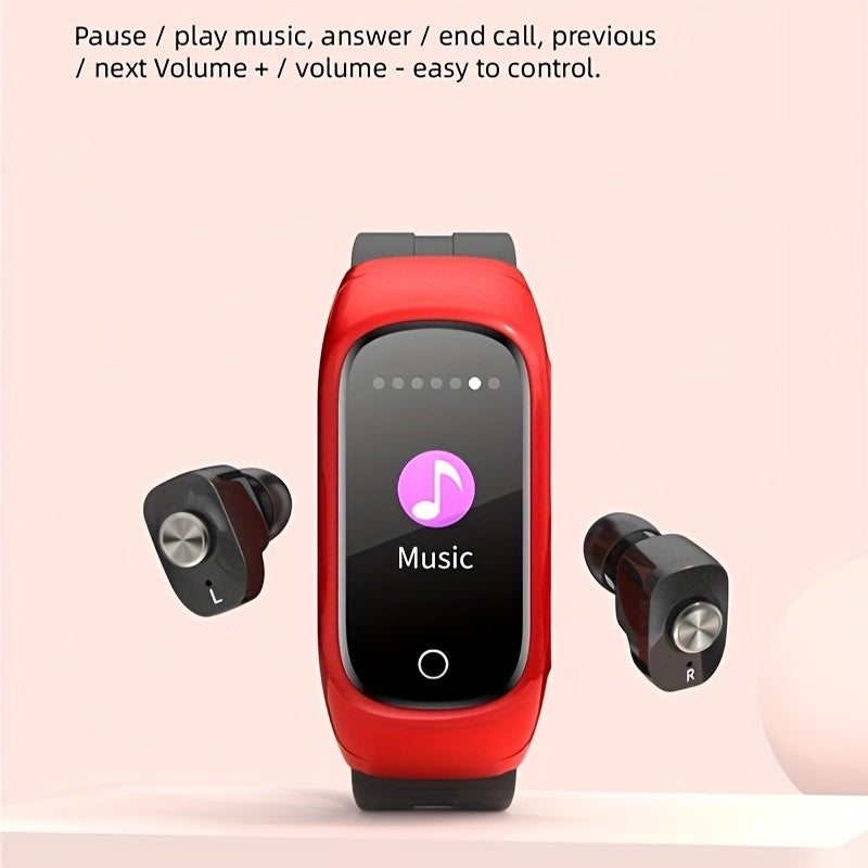 Wireless Earphones And Smart Bracelet Combo With TWS, Sleep Monitoring, Wireless Calling, Music Playback, Message Notifications, And Sports Tracking.