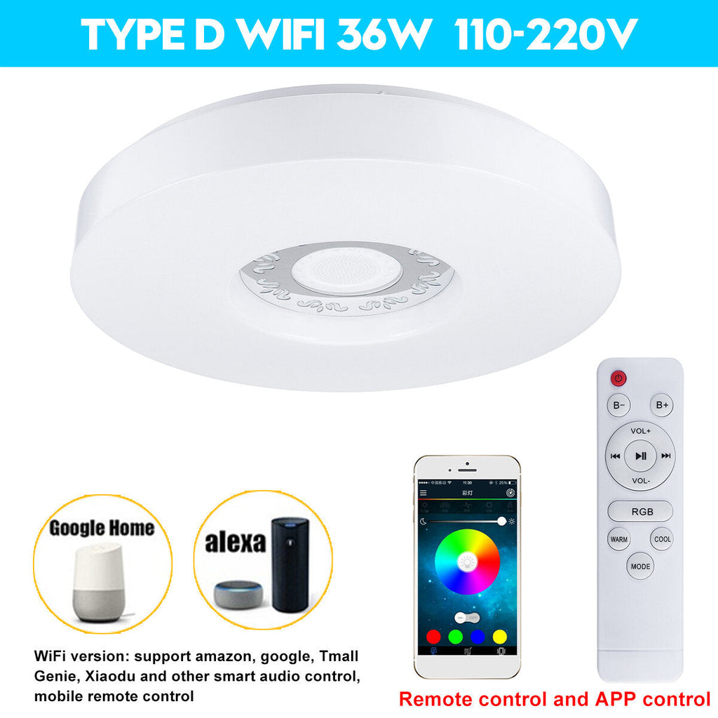 WIFI LED Ceiling Light 256 RGB bluetooth Music Speaker Dimmable Lamp Remote