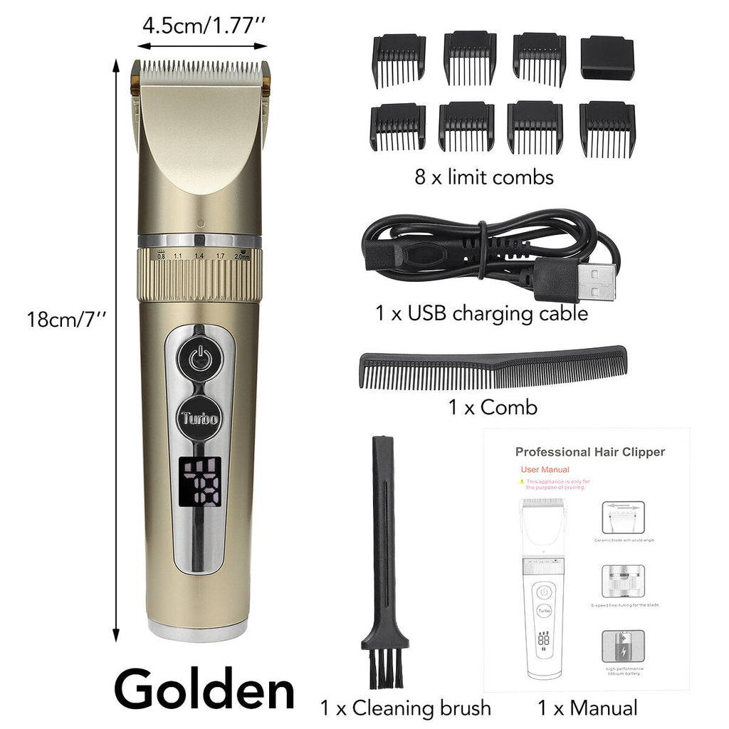 Electric Hair Clipper Set LCD Digital Display Electric Shaver Powerful Mute 3-gear Electric Hair Clipper