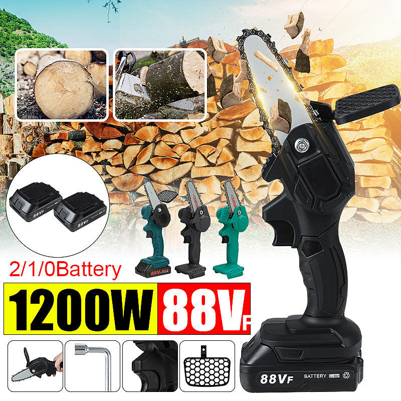 4 Inches Mini Cordless Electric Chainsaw Powered Wood Cutter Saw Rechargeable Battery