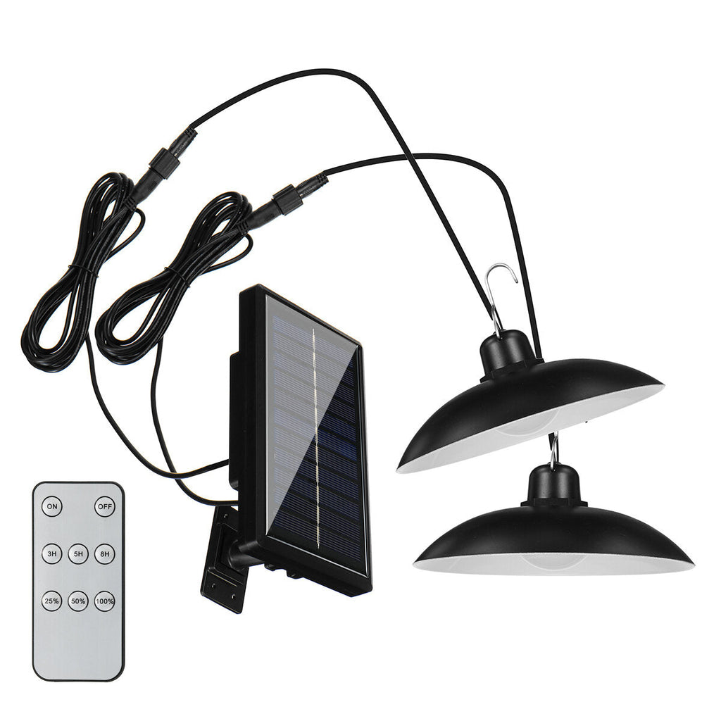 Waterproof Solar LED Pendant Light Outdoor Flood Hanging Garden Lamp + Remote Control