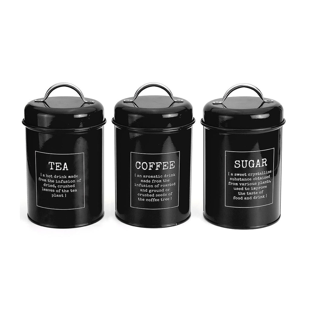 3Pcs Storage Tanks Canister Tea Coffee Sugar Tin Jar Stainless Steel Container Can Kitchen