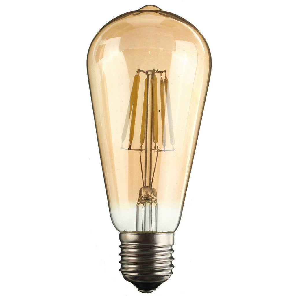 Amber Shell E27 / E26 ST58 6W COB 220V Edison Retro Light Blub Squirrel Cage Not Dimmable Warm White 600lm