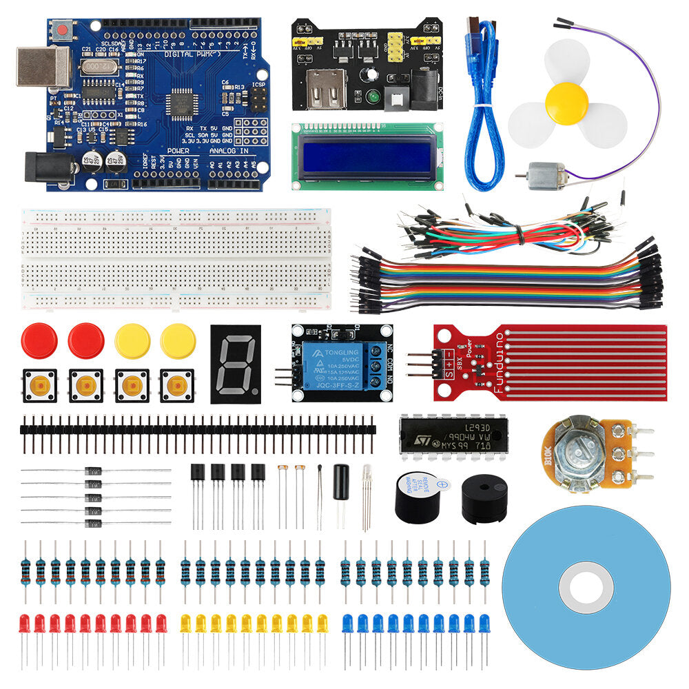 Starter Kit for Arduino UNO R3 ATmega328P with 15 Lessons Tutorial Compatible with Arduino IDE Mixly for Beginner