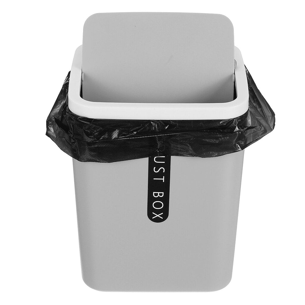 Desktop Trash Can Mini Office Plastic Swing Cover Storage Bin Waste Bins for Room Tea Table Kitchen Bedroom