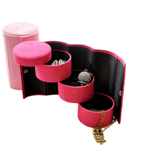 3 Layers Storage Box Jewelry Necklace Earring Organizer Cylinder Holder