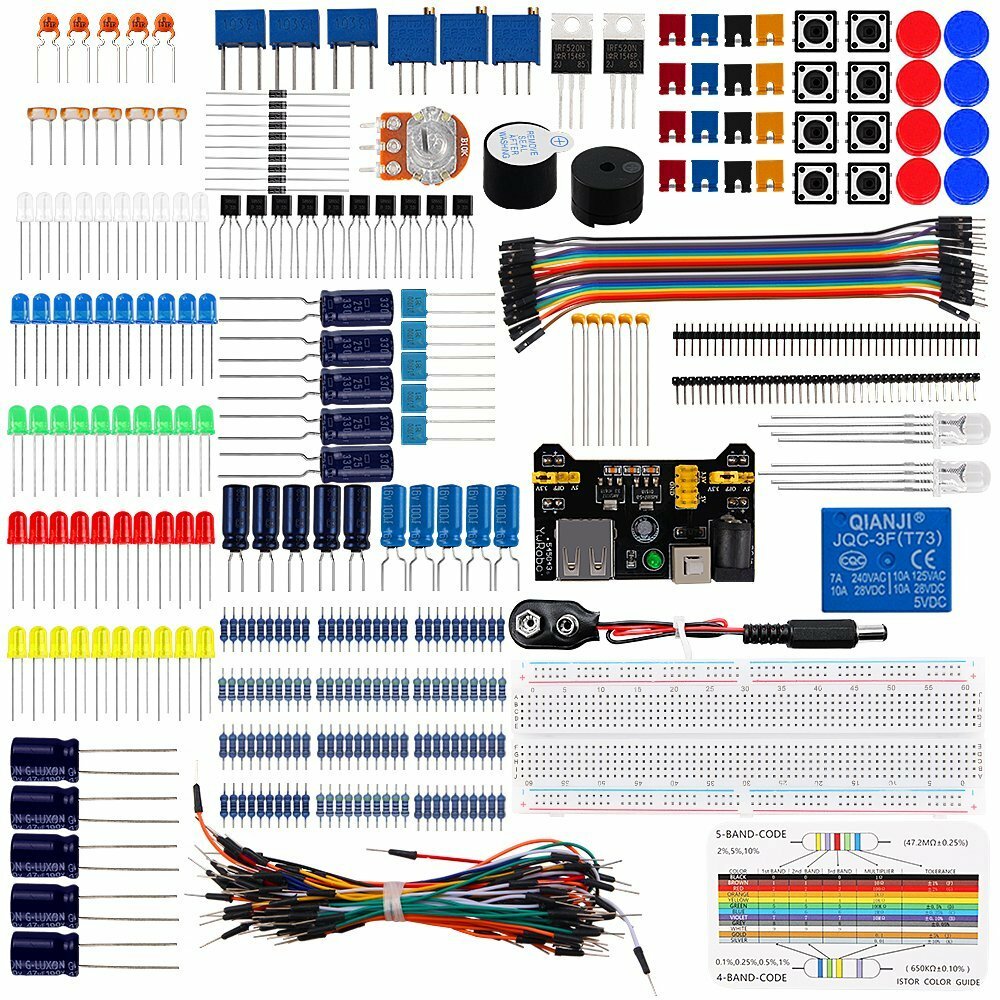 DIY Electronics Basic Starter Kit Breadboard Jumper Wires Resistors Buzzer for UNO R3 Mega2560