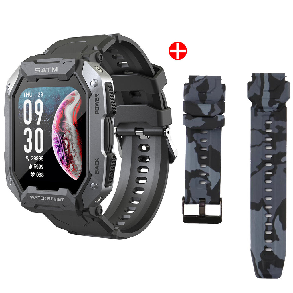 1.71 inch Split Screen Heart Rate Blood Pressure Oxygen Monitor 24 Sports Modes 50 Days Standby 5ATM Waterproof 3-Proof Rugged Smart Watch