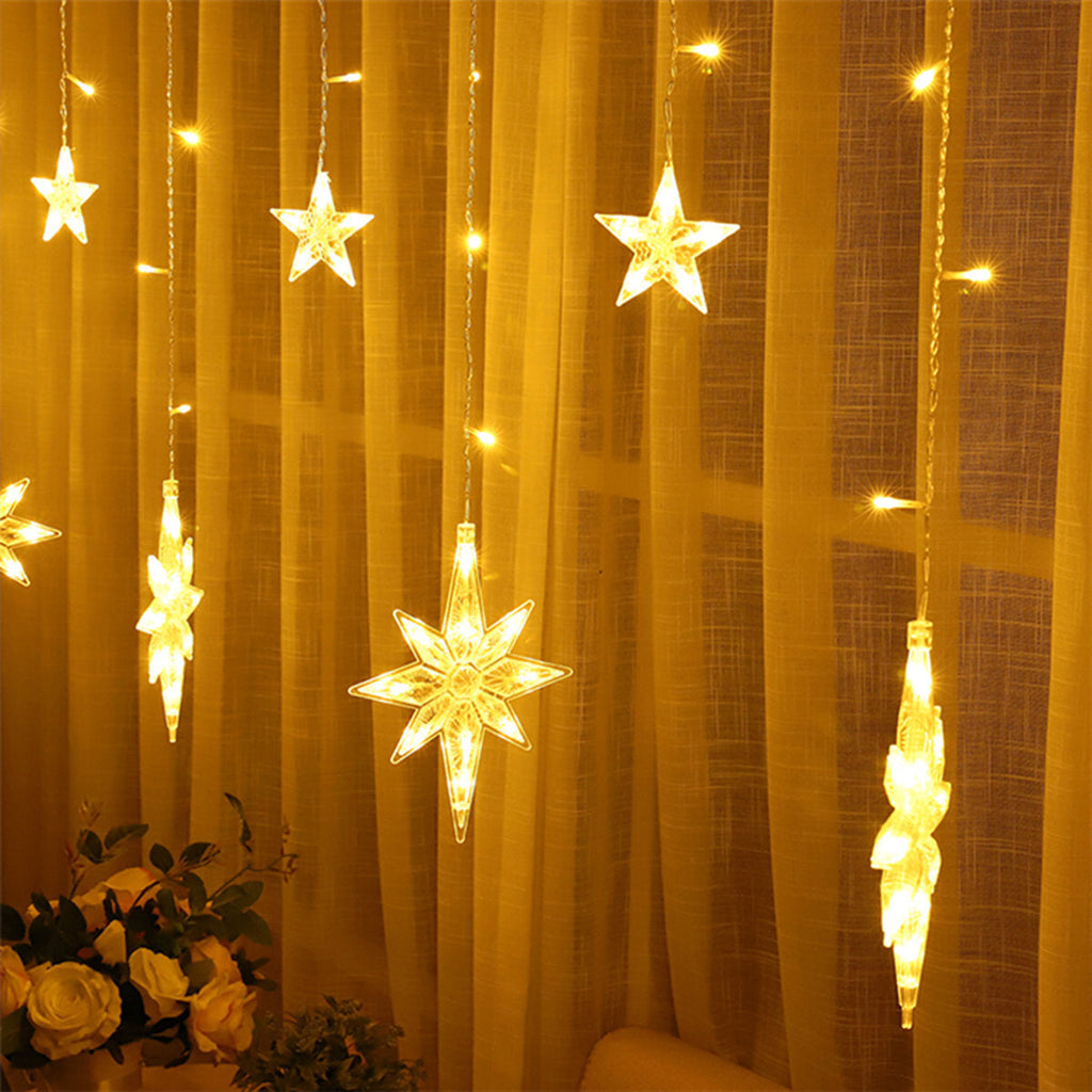 Star Curtain Window String Light LED Fairy Christmas Decorations Lights Holidays Party Wedding Outdoor Garden Lamp