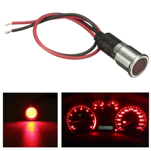 14mm 12V Dash Panel Indicator Warning Light Lamp For Motorcycle Car Van Boat Truck Lorry